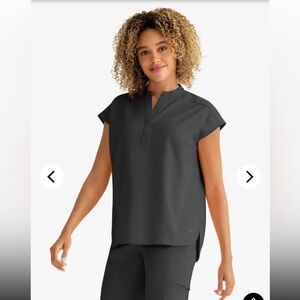 Healing Hands Black Women's Mandarin Collar Scrub Top X-Large